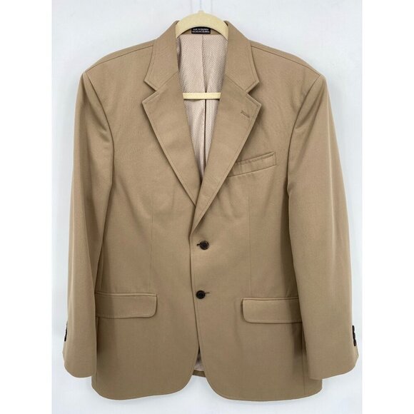 TravelSmith Mens Vintage Khaki Microfiber Blazer 40R Tan Khaki Net Mesh Lining - Picture 1 of 16